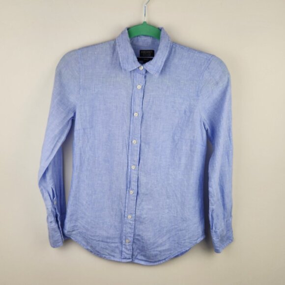 J. Crew Tops - J. Crew Baird McNutt Irish Linen Perfect Button Up Shirt Blue 00P